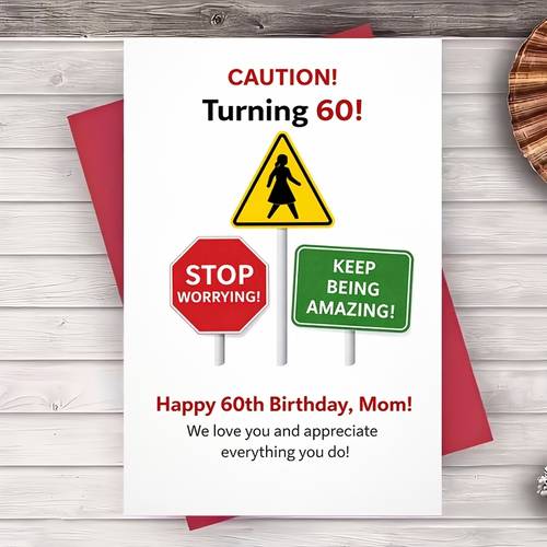 photo de l'article une carte danniversaire humoristique pour ans avec un thème de panneau de , pour maman, sœur, femme ou . un message de pour un cadeau de fête majeure.
