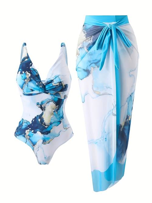 fashionable texture two piece meat covering beach vacation swimsuit