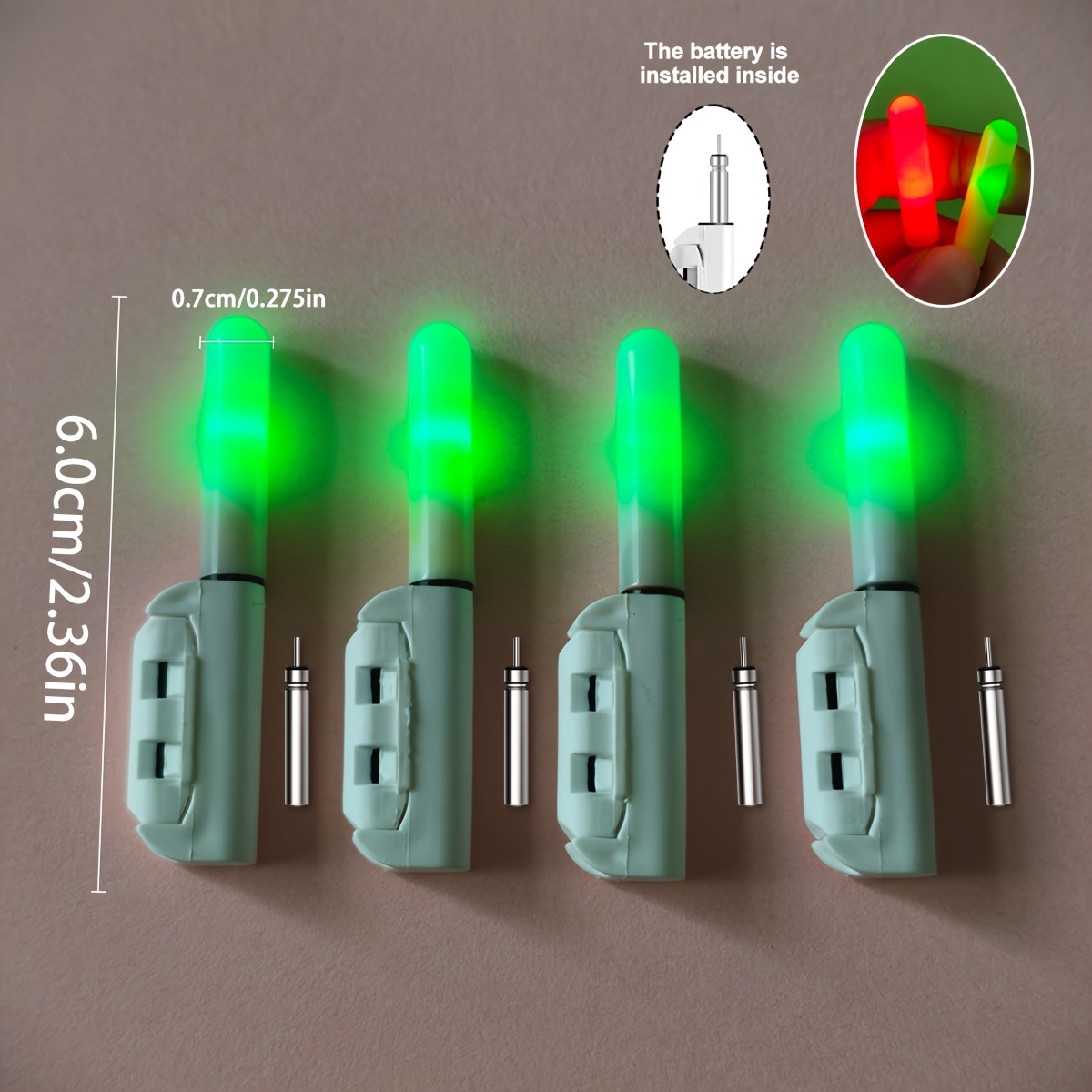 TEMU 8pcs Set (4 Batteries And 4 Hooks With Color Changing And Indicators) Of Fishing Tools, Equipped With Fishing Indicator Lights, Long , And
