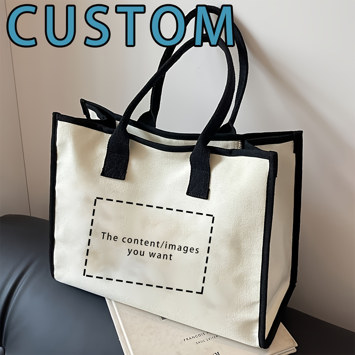 customizable women's tote bag personalized text design Temu Ireland