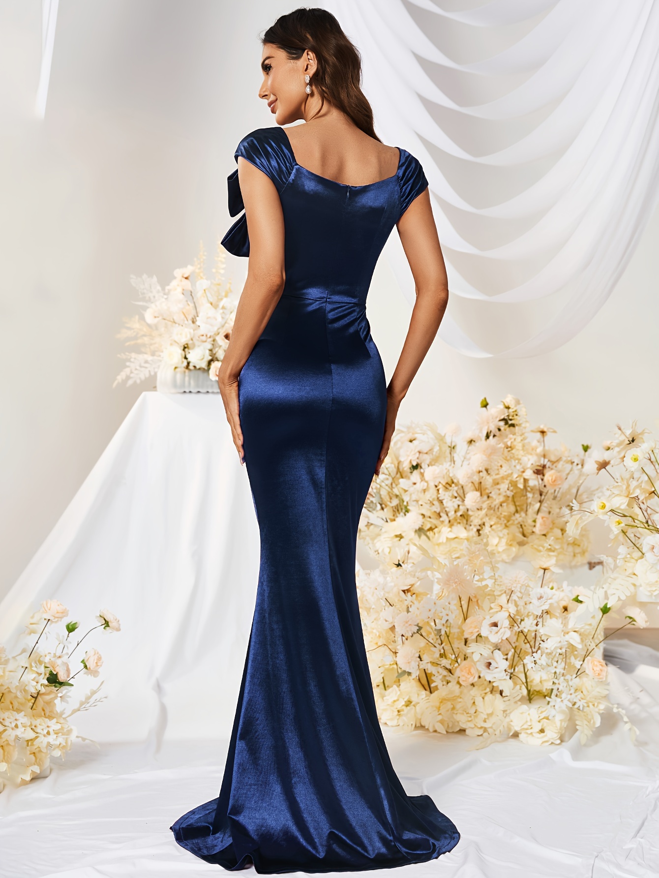 bodycon solid mermaid dress elegant short sleeve dress party