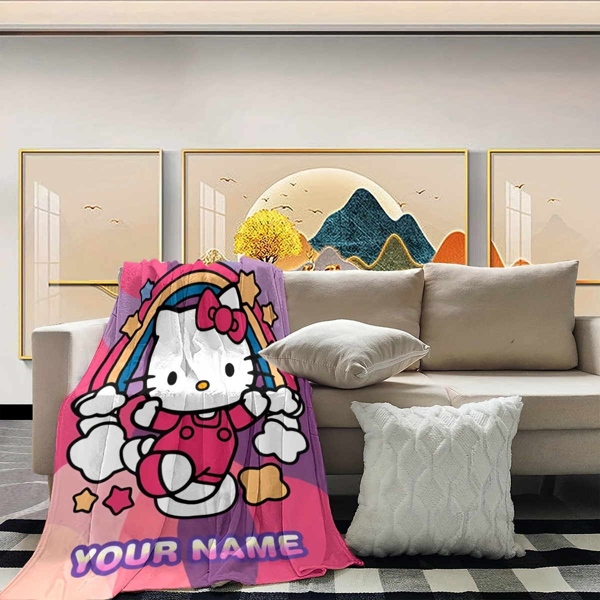 cute cartoon   text customized blanket warm and comfortable flannel blanket decorative blanket for room decoration gift blanket suitable for   details 2