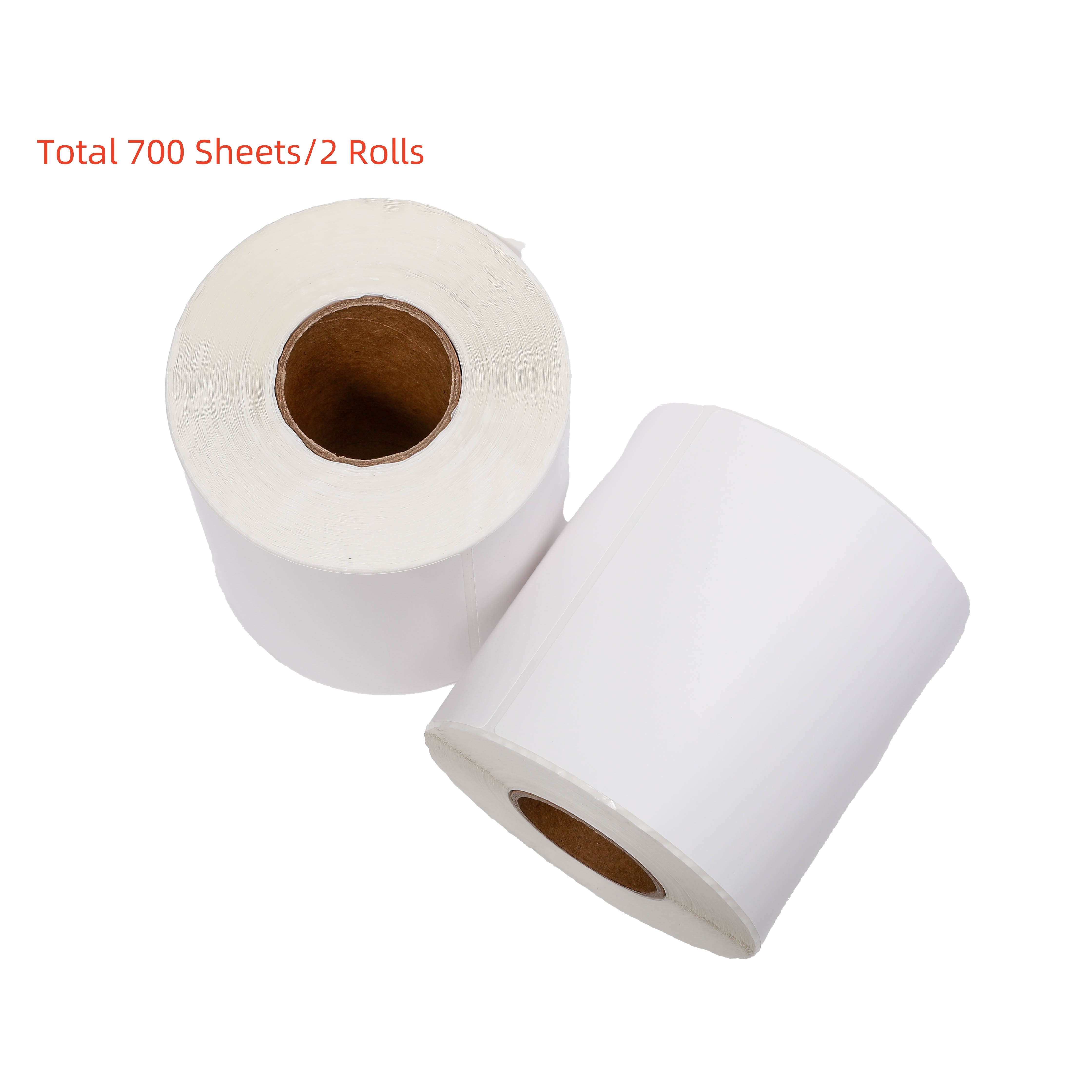 

700 Labels/2 Rolls, 4" X 6" Direct Thermal Labels, Shipping Packaging Labels, Perforated White Mailing Labels, Commercial Grade, Permanent Adhesive, Compatible With Most Thermal Printers