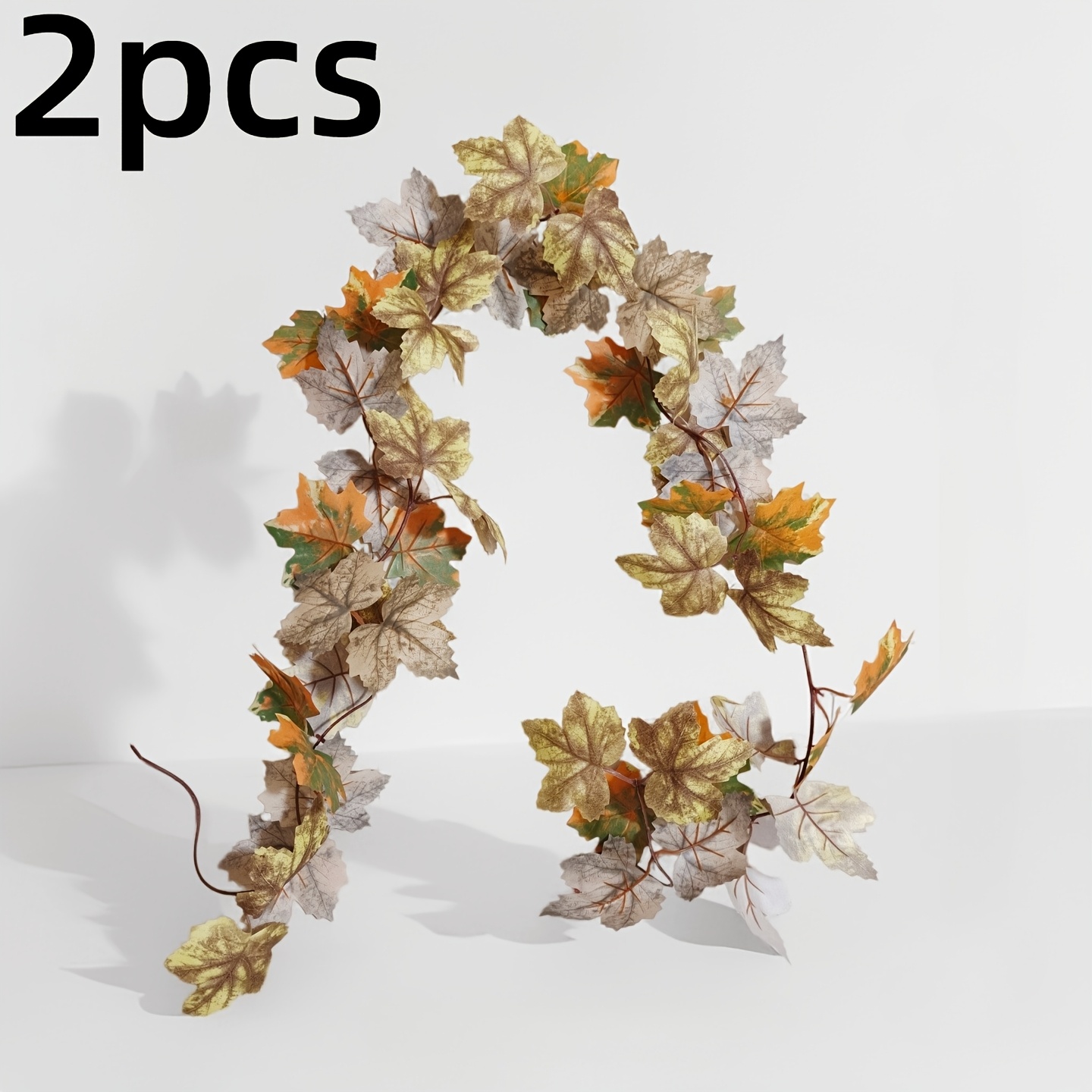 TEMU 2pcs Total 400cm | The Rendering Requires Multiple Pieces To Match Long Artificial Autumn Leaf Vines, Decorated With Autumn Floral Vines, With