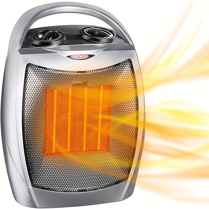 TEMU 1500w/750w Electric Space Heater With Thermostat & Protection - Portable Compact Heater For Home, Office, Dorm, Kitchen, Desktop - Heating, M