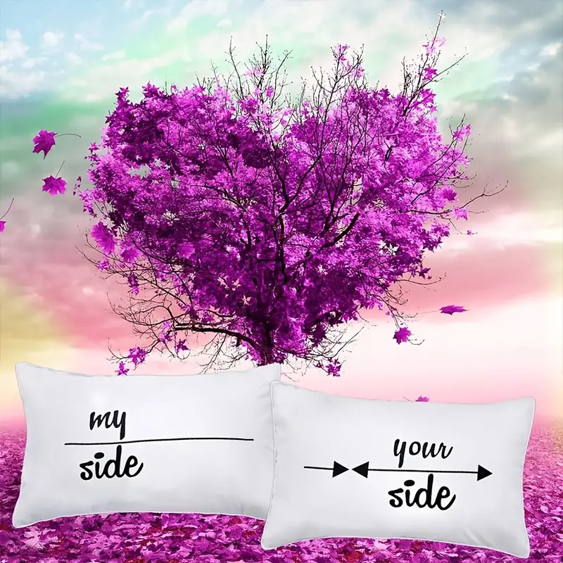 2 pack contemporary style couples pillowcases 100 polyester machine washable zipper closure funny anniversary wedding gifts single sided no insert woven decorative pillow covers Product details 3