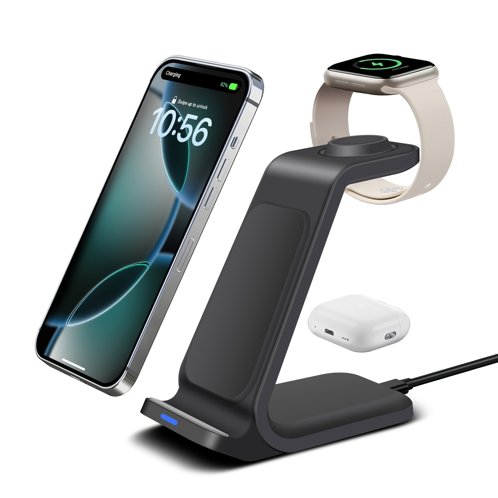 

3 In 1 Wireless Charger Station For 15 14 13 Pro/pro Max Wireless Charging For Iwatch /10/9/8/7/6/5 /3/4 Charger Dock