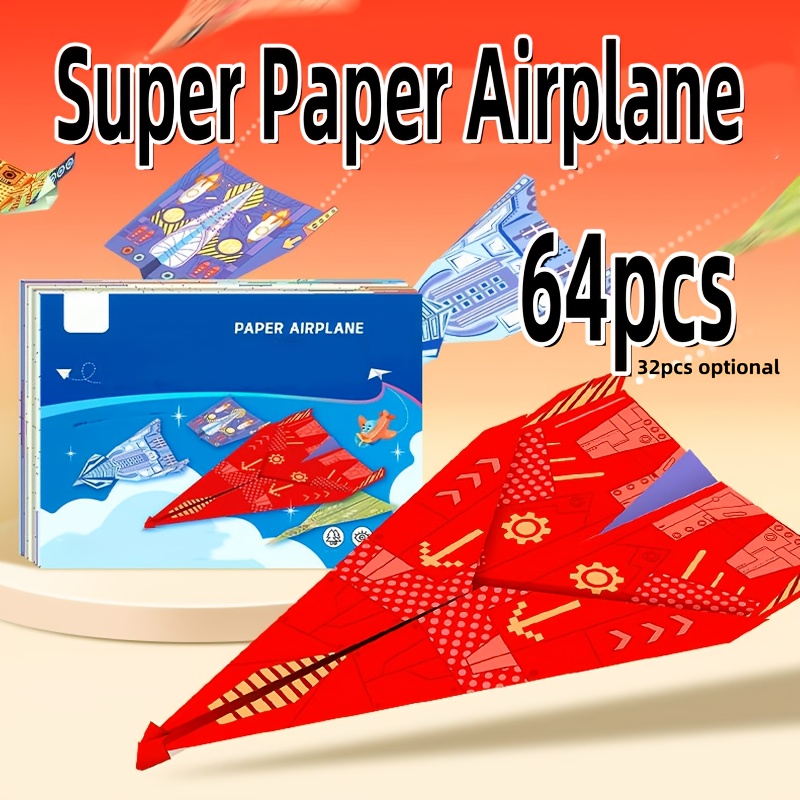 

64pcs/32pcs Creative Paper Airplanes Origami Set, Diy 3d Folding Guide Book With Crease Lines, Brain Teaser Kit For Christmas, Birthdays, Holiday Gifts