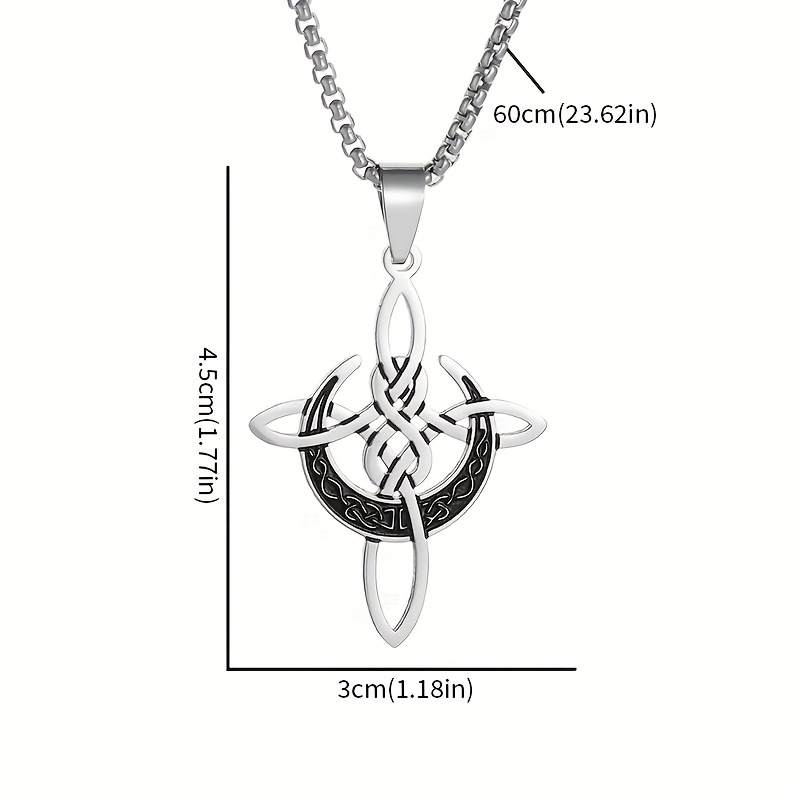 Unisex Irish Celtic Moon Witch Knot Pendant Necklace