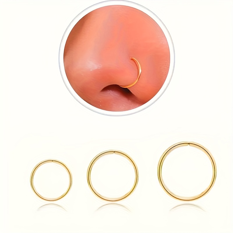 E-shop 3er-Set Elegante, einfache 316 Edelstahl Nasenring Septum Piercing Lippenring Ohrring Geeignet für Männer und Frauen, 3er-Set 6mm-8mm-10mm