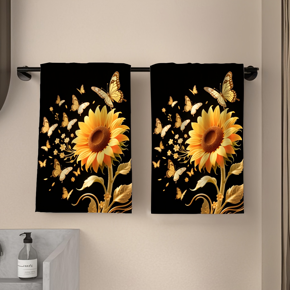 TEMU 2d Flat, Hand Towel, Single-sided Print, Rectangular 40.01 X 59.99cm, 2d Pattern, Soft And Comfortable, Suitable For Bathroom, Kitchen, Beach,