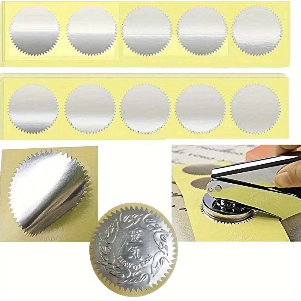 

100pcs Embossing Stickers Blank Metallic Silvery Seals Embossed Foil Stickers Scallop Edge Stickers Embosser Stamp Sealing Blank Self-adhesive Stickers Notary Seals(silver)