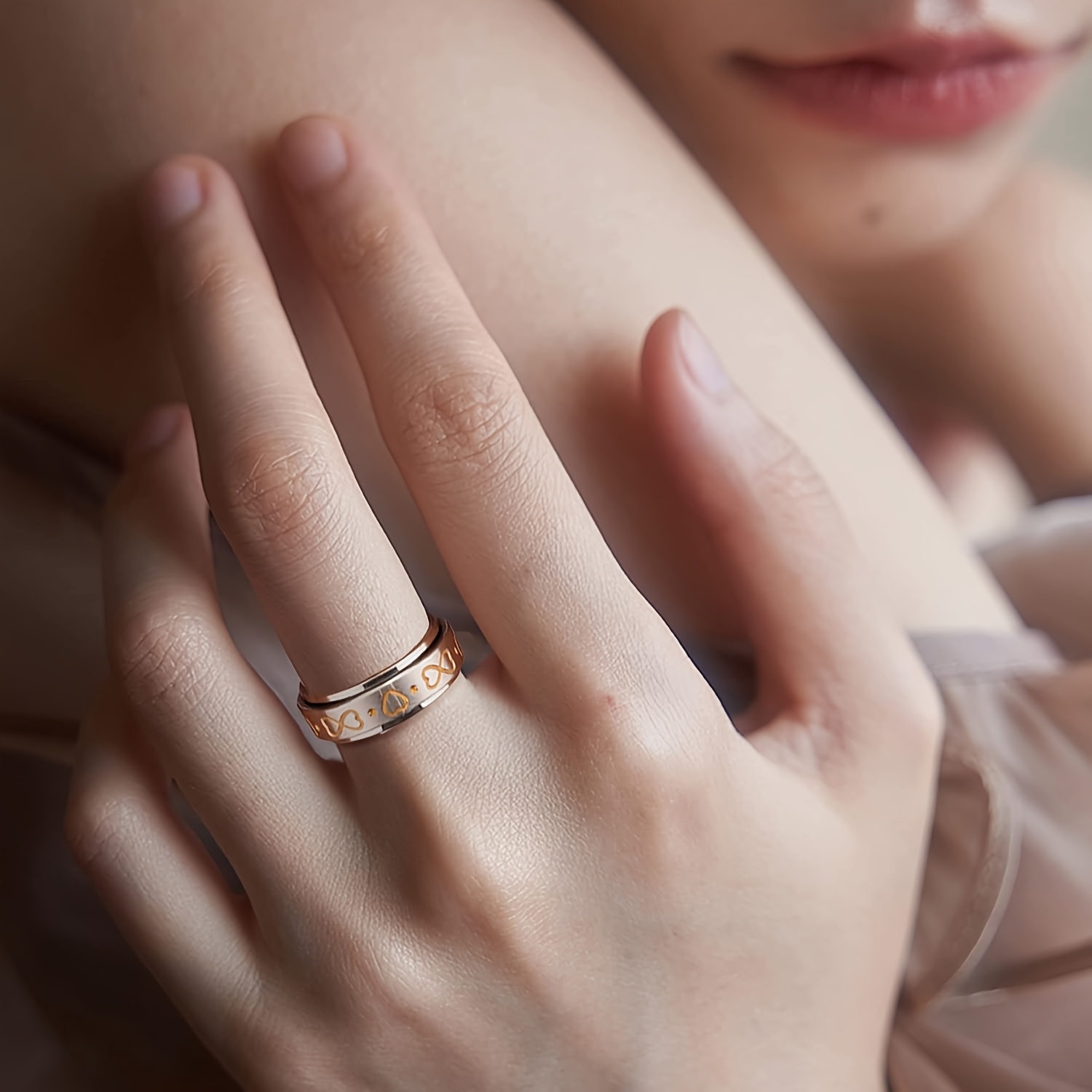 1pc 304 stainless steel spinner ring fidget band rings for men women moon star   infinity ring set for stress relieving wedding promise Product details 0