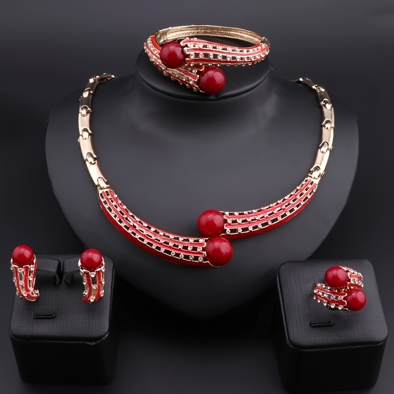Bridal Rhinestone Simulated Pearl Jewelry Set