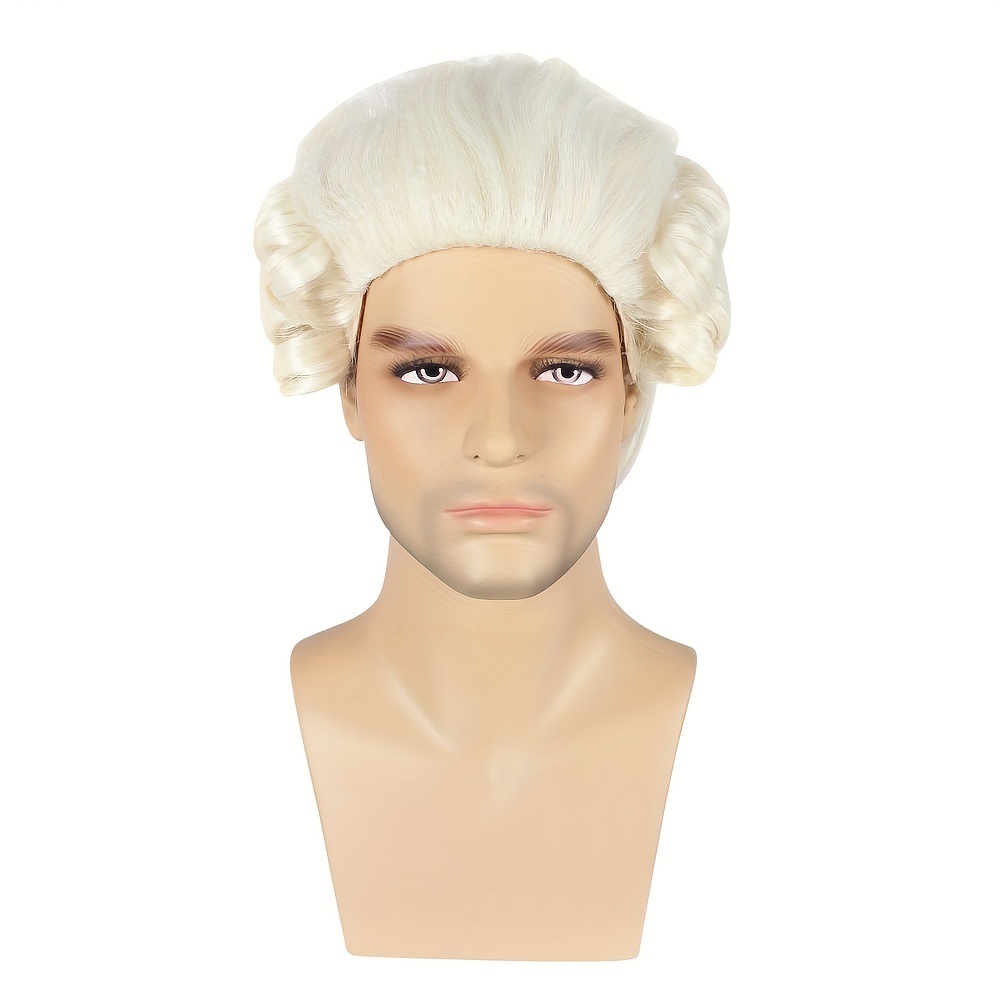 Cosplay Wig Powdered Wig Men Historical Costume Judge Role Temu