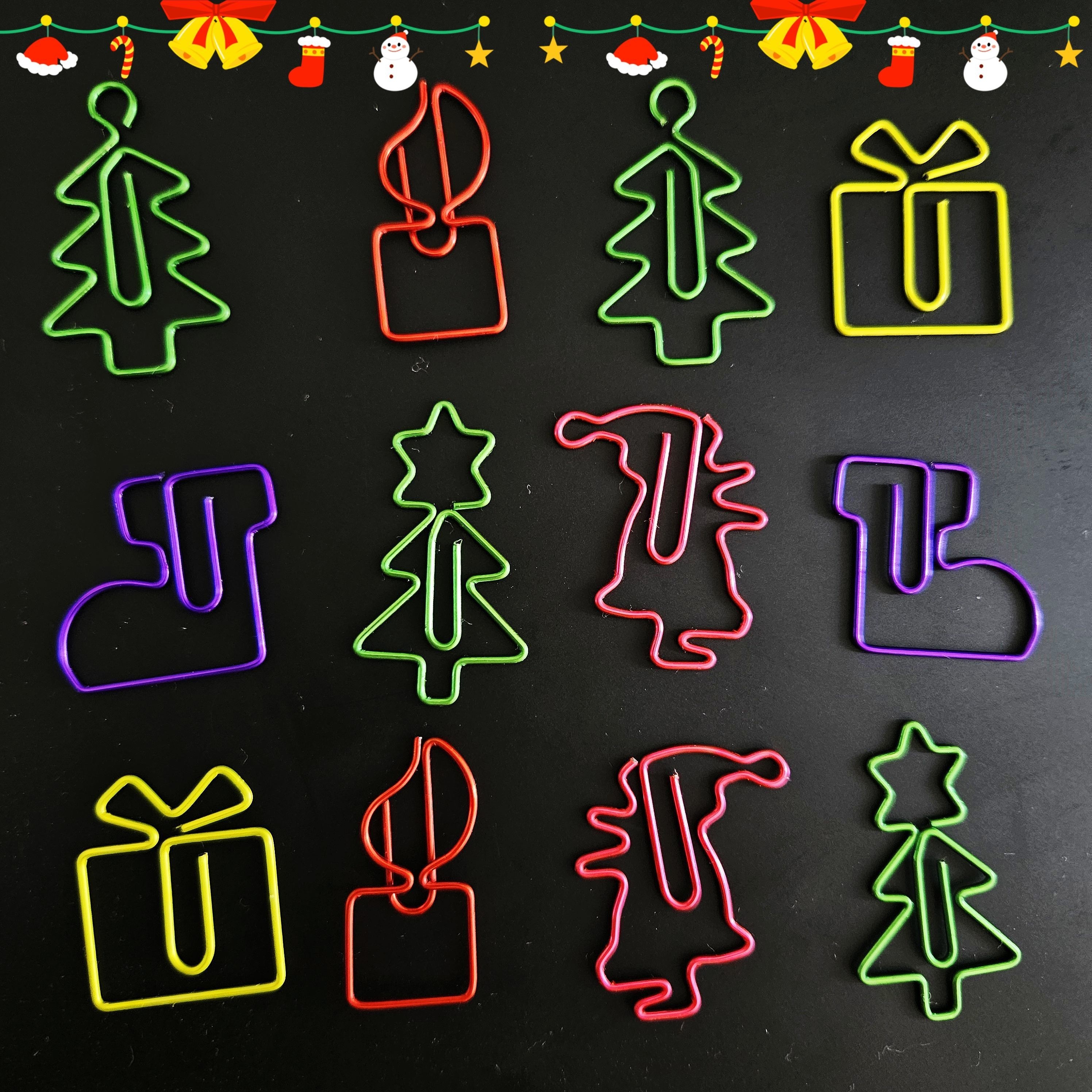 

50pcs/100pcs Christmas Paper Clips, Shapespaperclips Bookmarks Planner Clips For Office Supplies Gifts Wedding Decoration