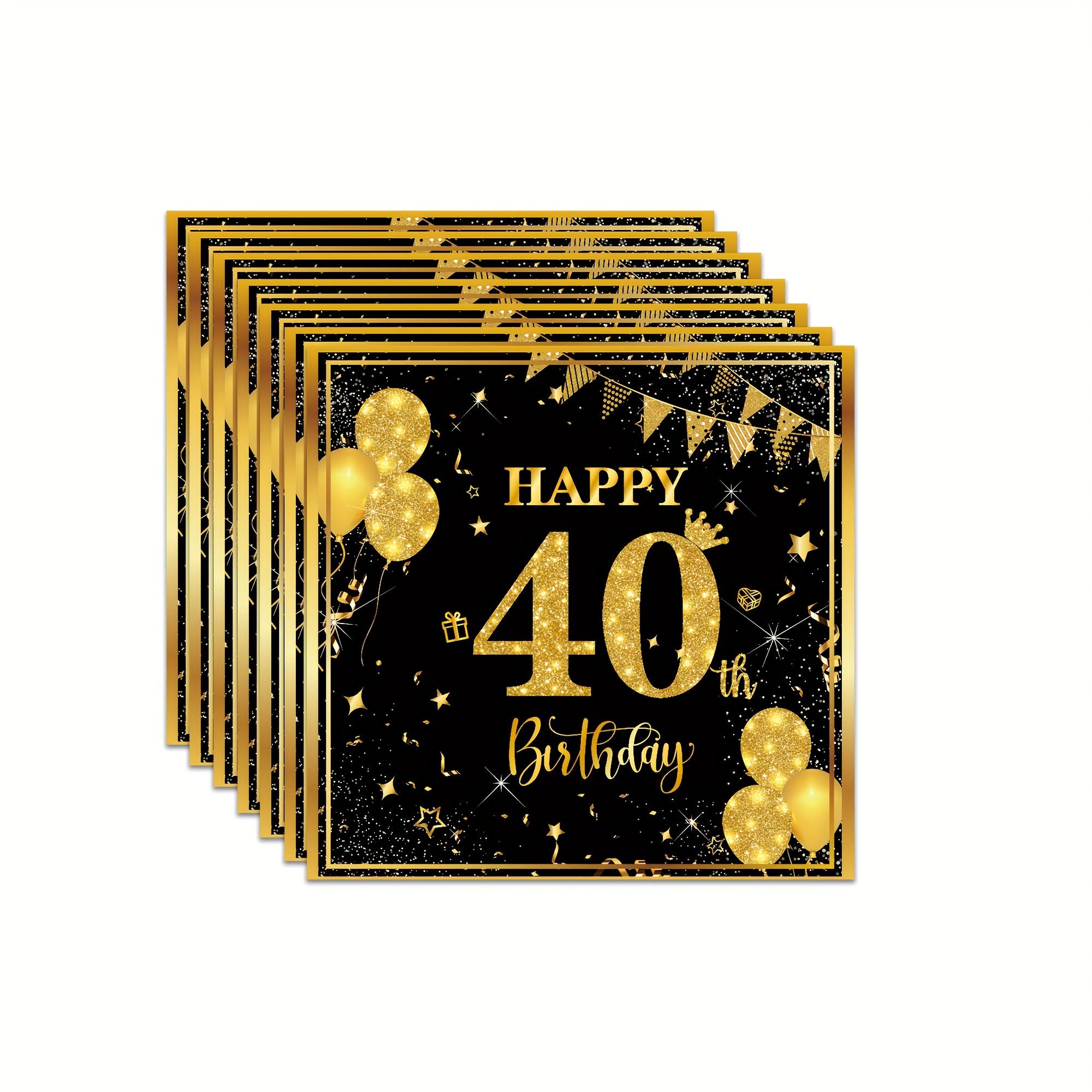 Image of 20pcs Of Black And Napkins For 40th Birthday, Featuring And Balloons, Suitable For Wedding, Birthday, And Graduation Celebrations For Halloween、christmas