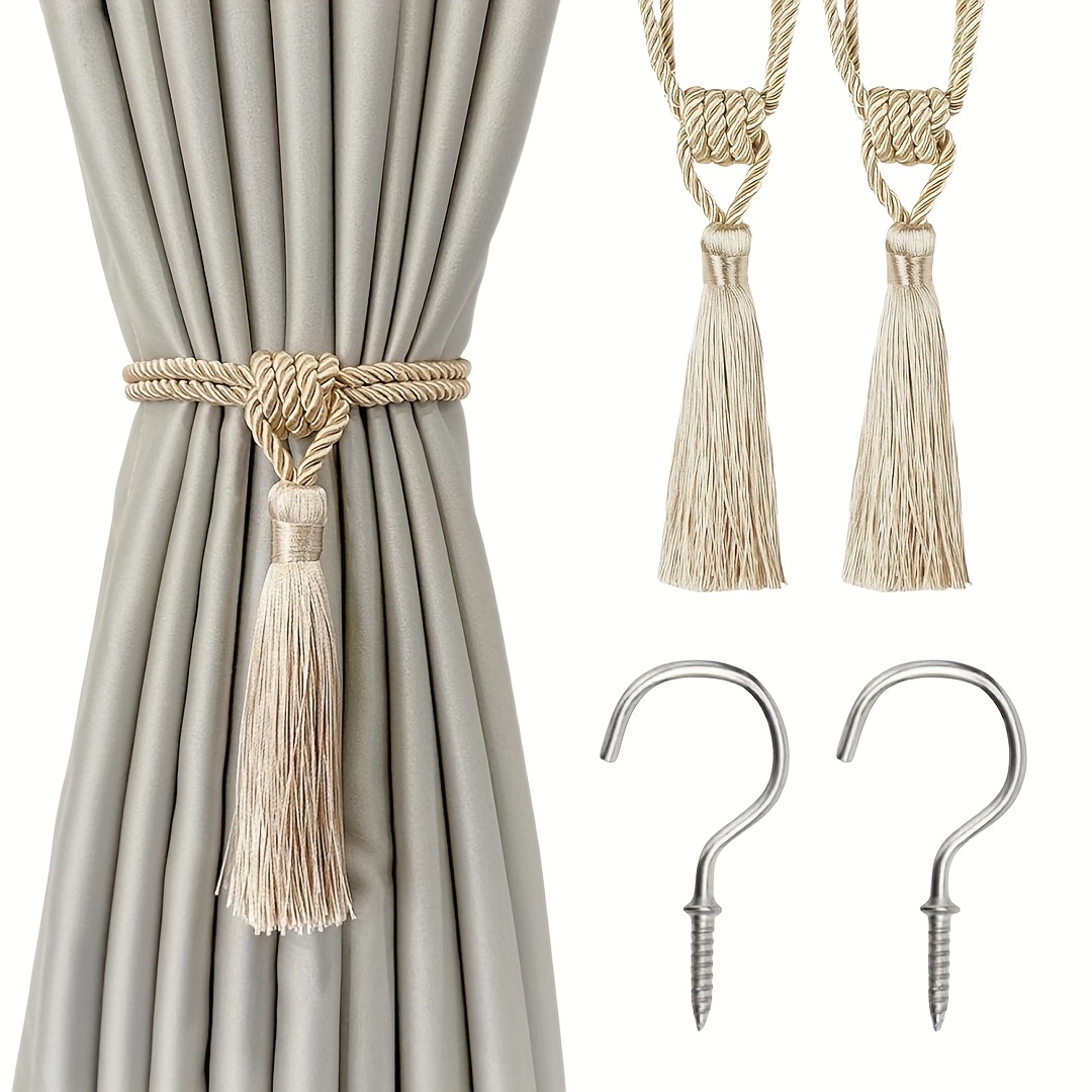2 Pack Curtain Tiebacks Tassel Tie-backs, Rope Curtain Tie Backs Handmade Curtain Holdbacks Made From Polyester