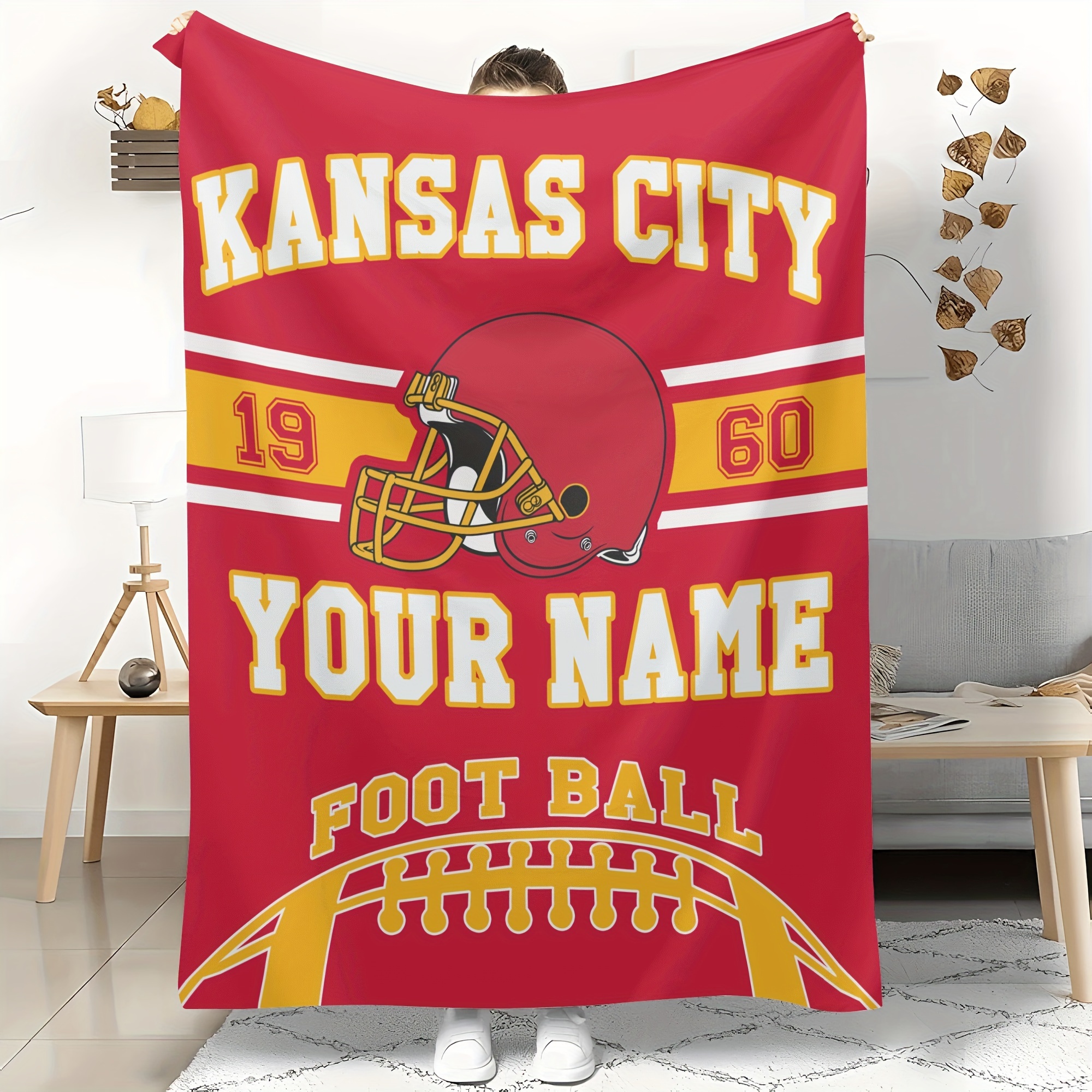 

Customizable Throw Blanket - Personalized Name, Perfect Fan Gift, Ideal For Bed, Sofa, Travel - Polyester, Rectangular, Knit Fabric, Home Kitchen Decor