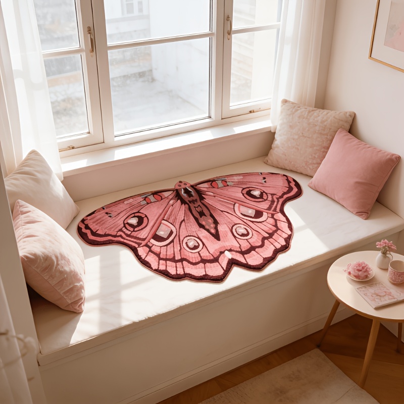TEMU Faux Imitation Cashmere 1000g 10mm Korean-style Cartoon Living Room Rug, Pink Bedroom Decor Vanity Rug, Fluffy And Soft Non-slip Rug, Irregular