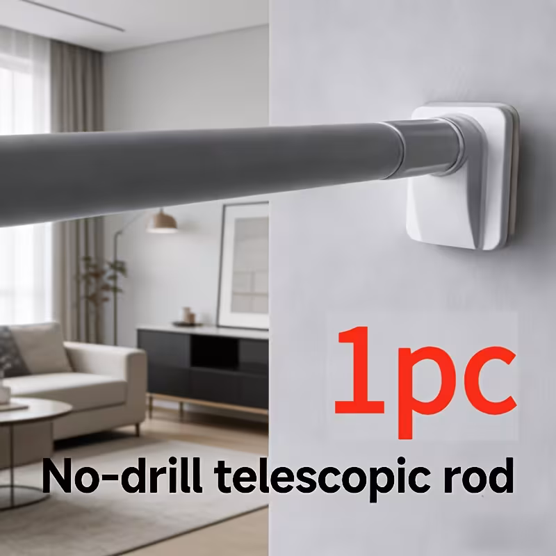 easter multifunctional telescopic rod punch free carbon steel strong load bearing curtain rod shower curtain rod door curtain rod drying rod clothes rack towel rack bathroom additions 1pc drying racks 500mm 1pc 9
