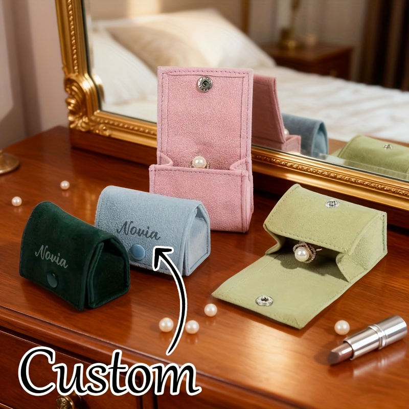 Personalized Flocked Jewelry Box with Custom Name, Elegant Gift