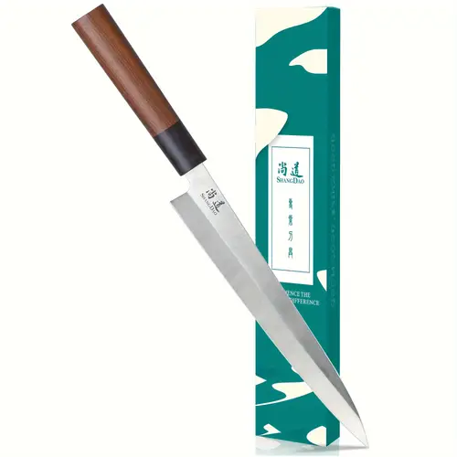 knife 10 inch japanese yanagiba knife for cutting fish filleting and slicing premium german stainless steel traditional wooden handle gift box