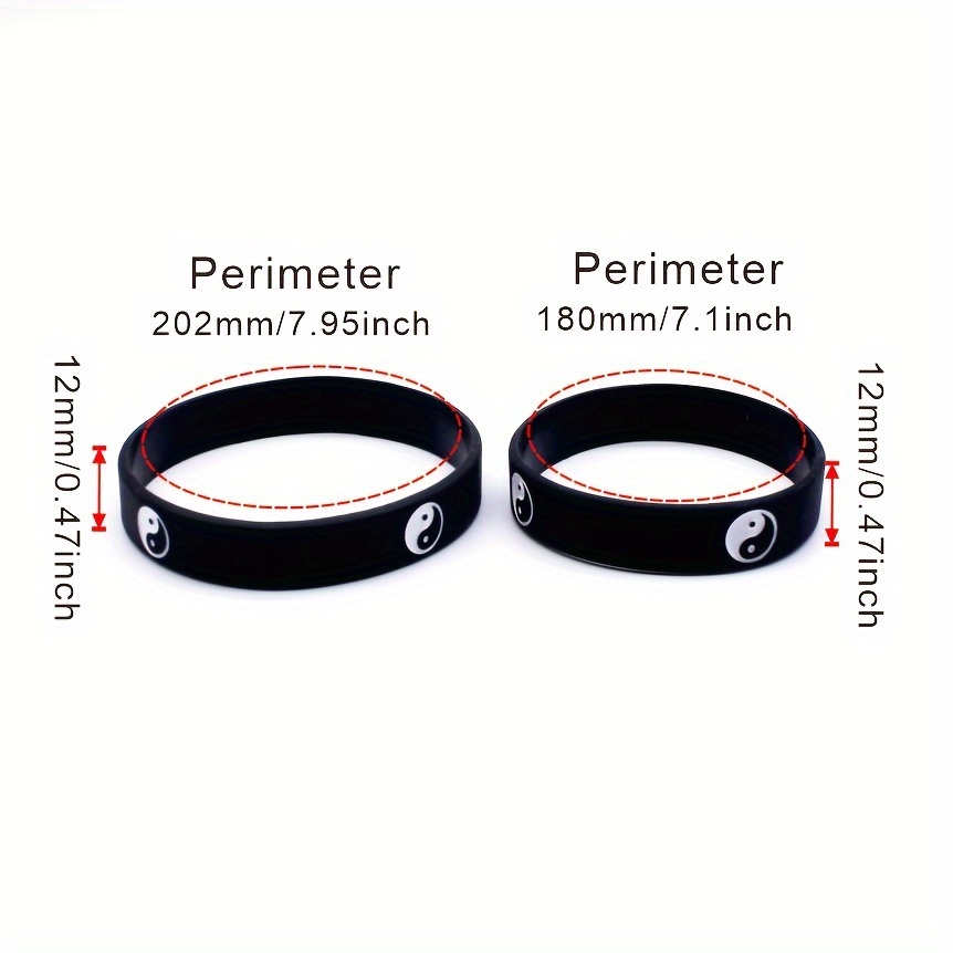 4pc Yin Yang Pattern Silicone Wristbands, Durable Accessories