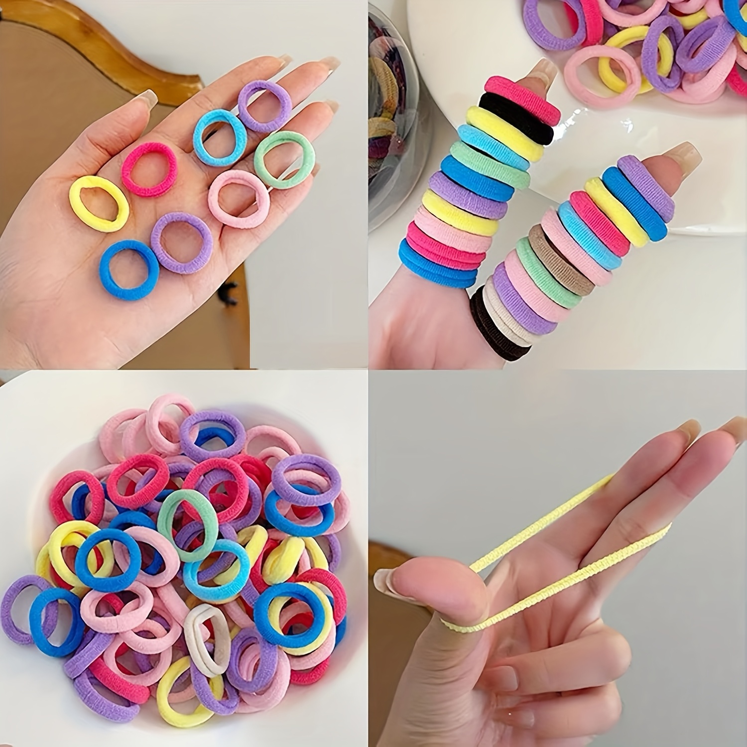 TEMU A Set Of 200 Durable And Elastic Polyester Headbands In A Of Vibrant, Including A Sweet Pink Option. Mixed Color Hair Additions Make For A Perfect Gift For Any Season