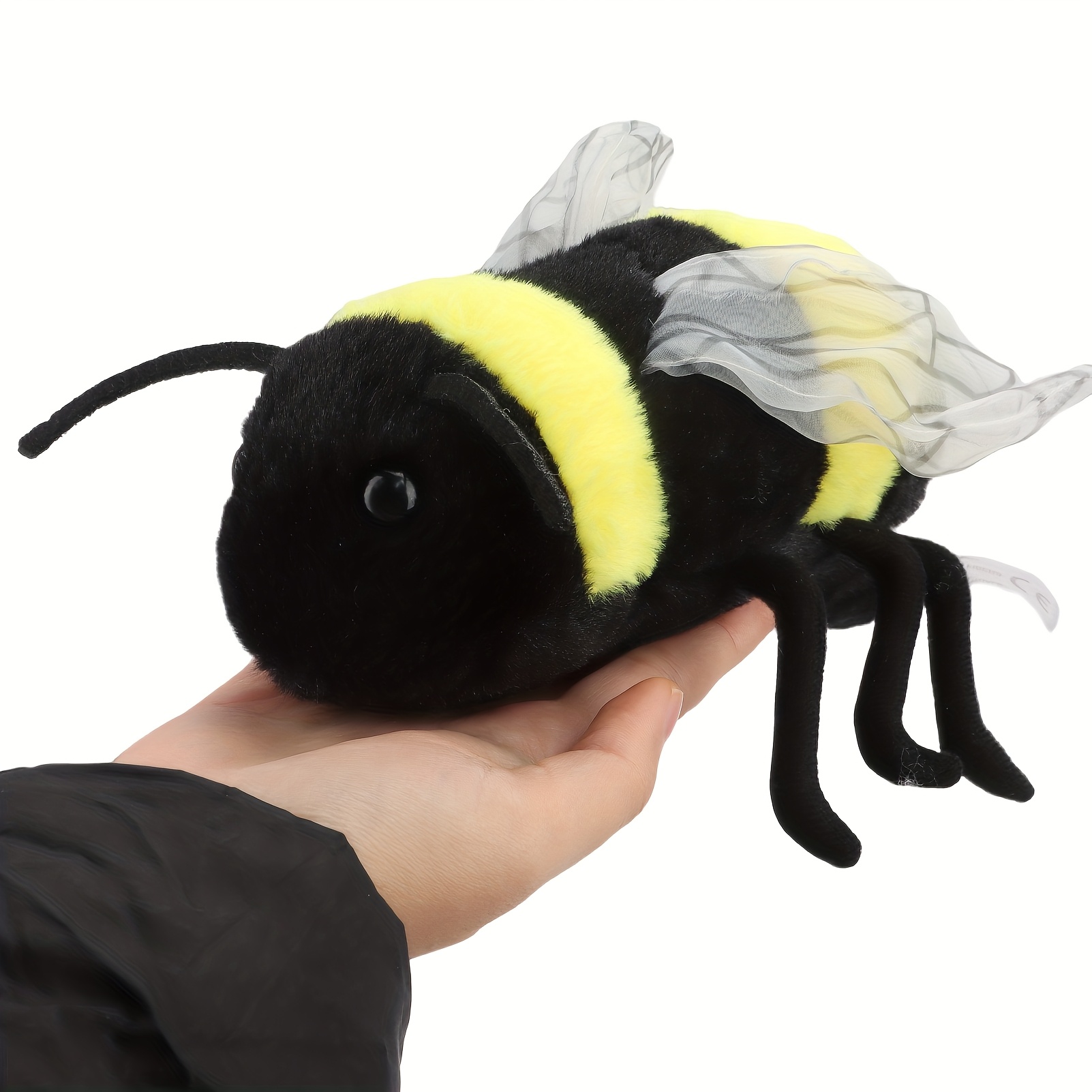 Image of 2 Sizes Cute Bee Plush Toy Honeybee Plush Toy Soft Furry Bee Stuffed Animal, Polyester, Multicolor, Easter Ideal For Home Decor And Holiday Gifts For , Insect, Plushies