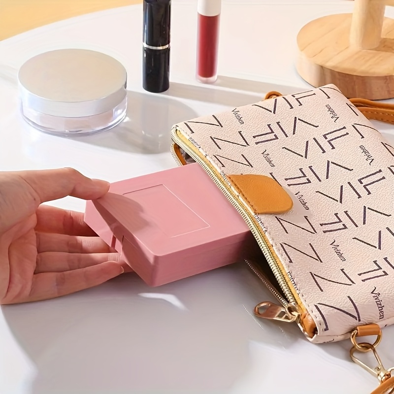 a set of 5pcs mini travel portable makeup brush pink makeup brush with   makeup box multi purpose powder brush foundation make up brush eye shadow brush powder blusher brush lip brush Product details 4