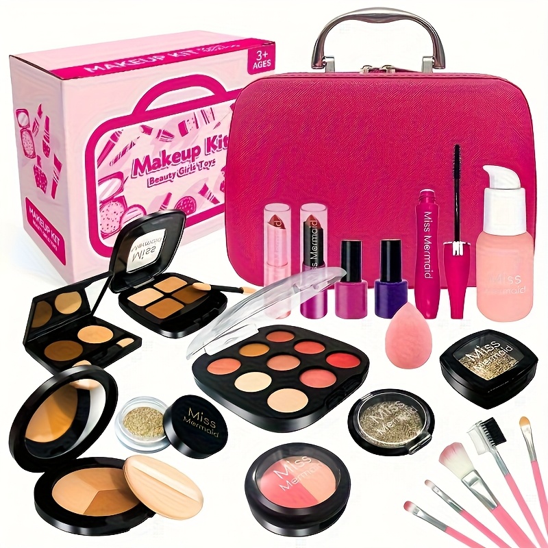 kids pretend makeup toy sets replica jewelry with mirrors accessories portable handbags birthday halloween and other holiday gifts suitable for girls 3 12 years old for parties