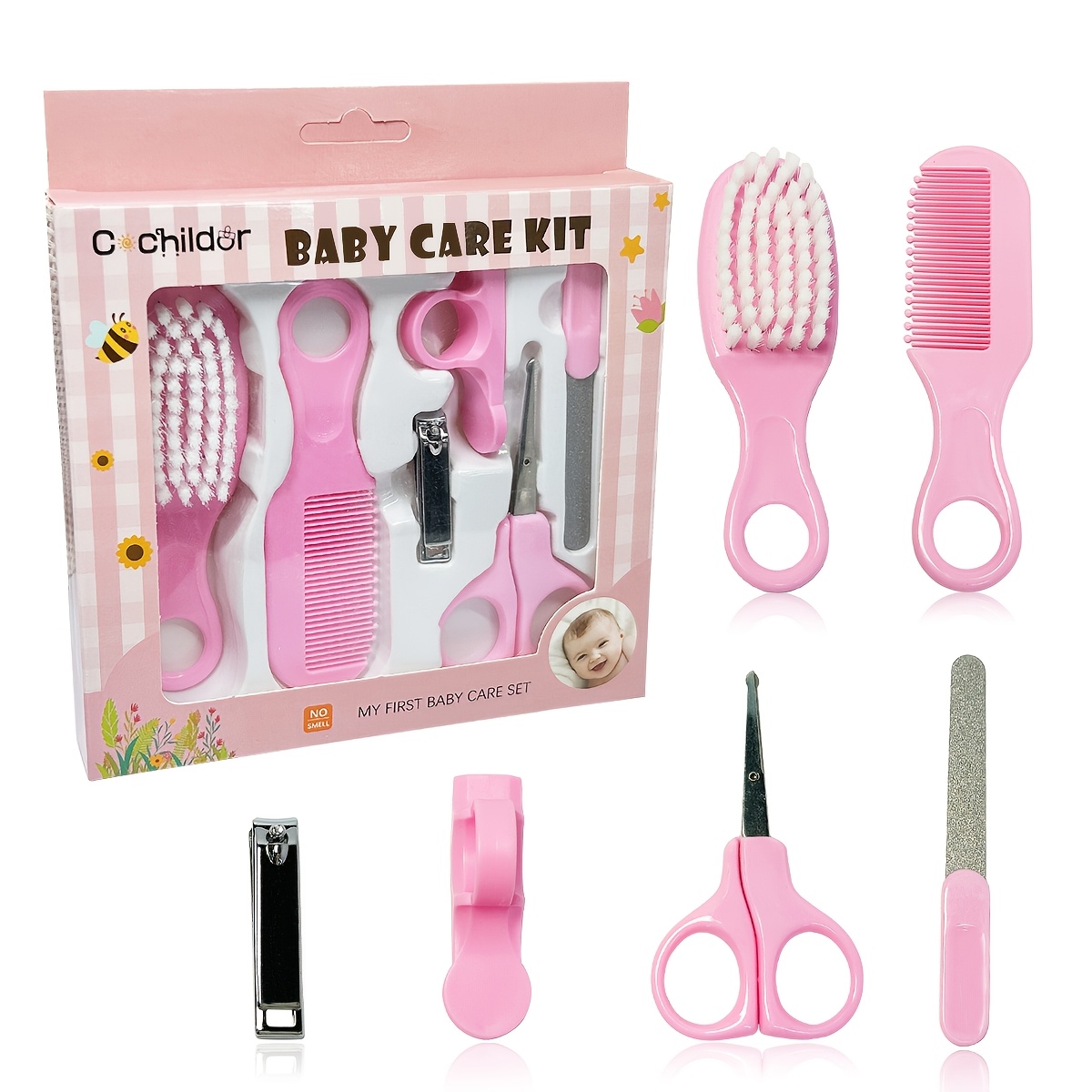 Image of 6pcs/set Cleaning Care Set | Suitable For Nails And Hair, Includes Beauty Baby For Nail Clippers, Perfectly Shaped Scissors, Fine For Nail Files, Baby Comb And Baby Hairbrush | Holiday Gifts