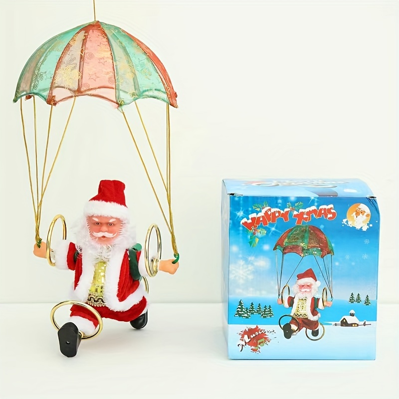 

1pc Christmas Santa Claus Climbing Ladder Decoration - Animated Santa With Music And Present Bag, Plastic Holiday Wall & Door Decor, No Battery Required