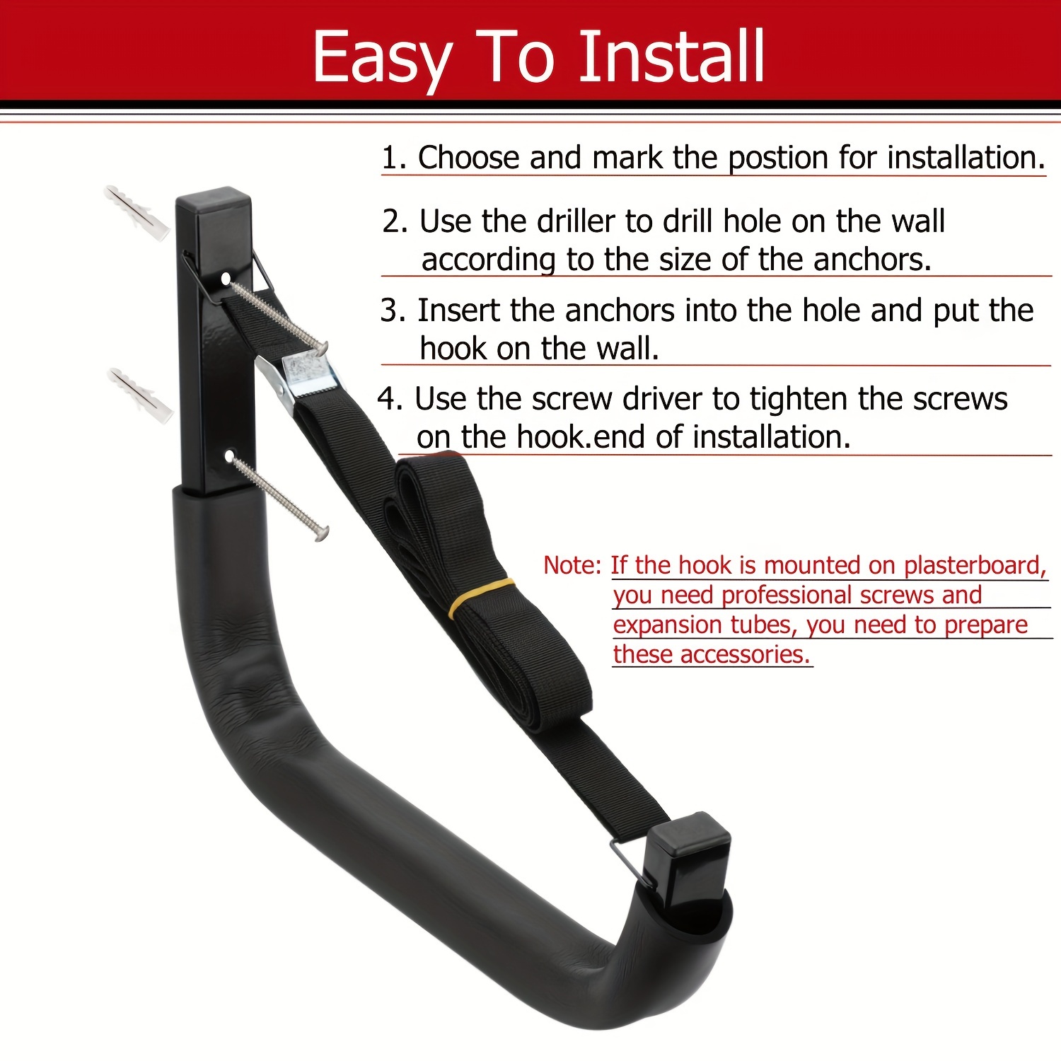 Kayak Storage Hooks for Wall-Mounted Storage