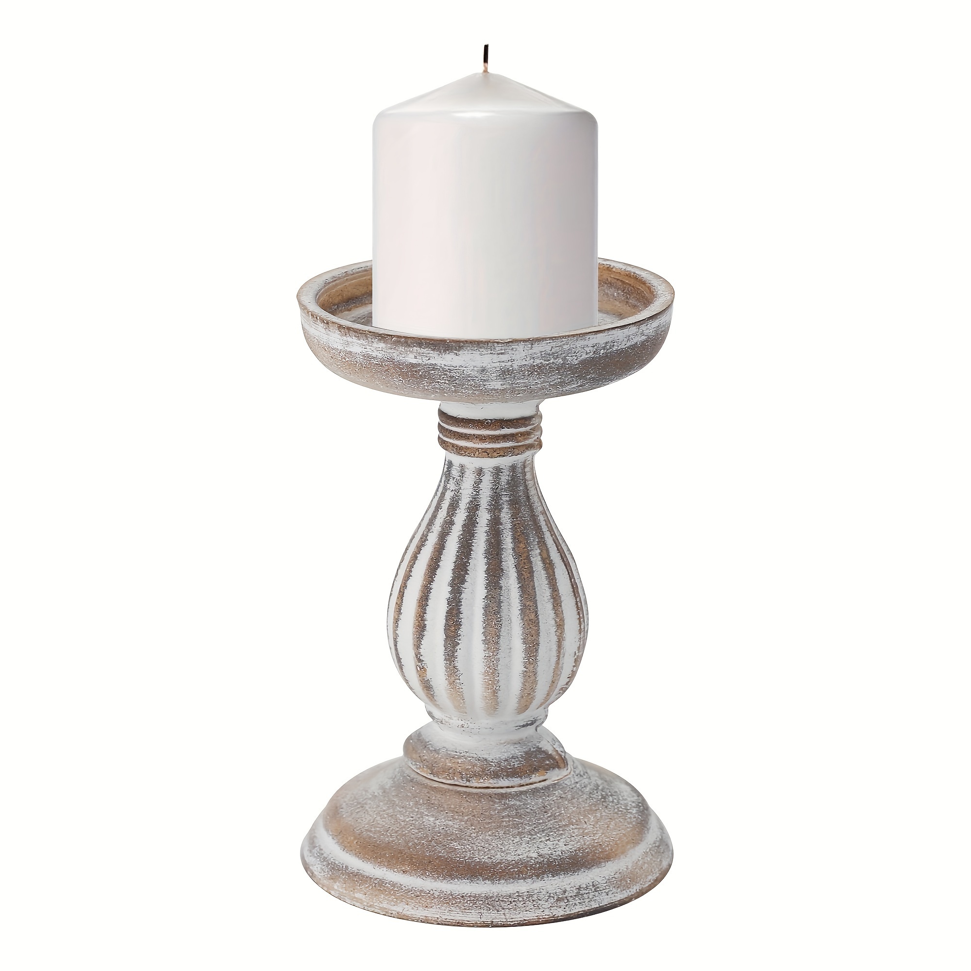 

Rustic Wooden Candle Holder For Pillar Candles: Farmhouse Style, Powder Coated, Suitable For Table Centerpieces