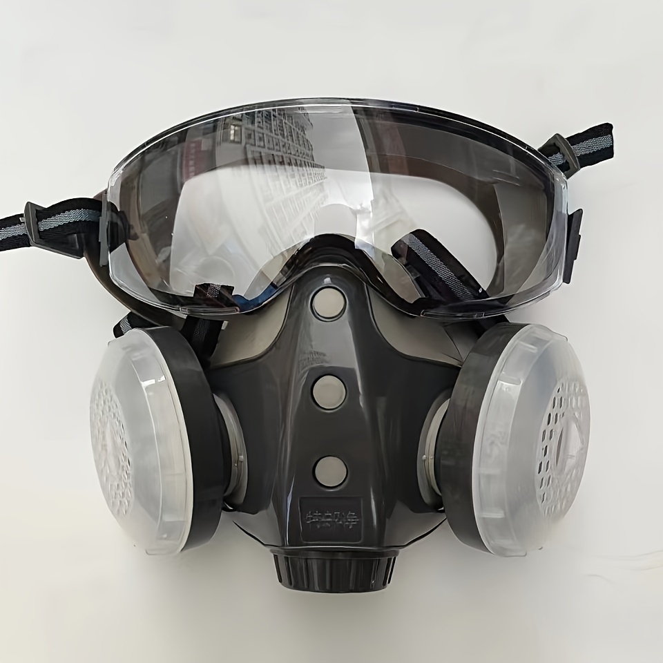 Máscara respiradora reutilizable media cara cubierta máscara de gas con  gafas de seguridad, pintura cara cubierta escudo con filtros para pintura