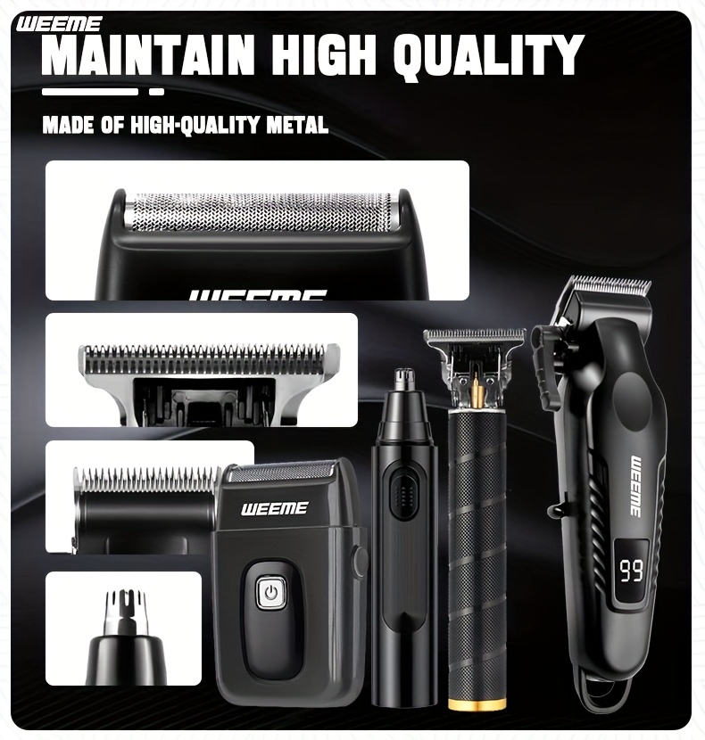   4pcs mens facial grooming set home electric hair clipper kit usb   clippers   razor nose hair trimmer for shaving trimming nose hair care carry on travel use with lcd display   fathers day birthday gift for boyfriend husband elders relatives Product details 2