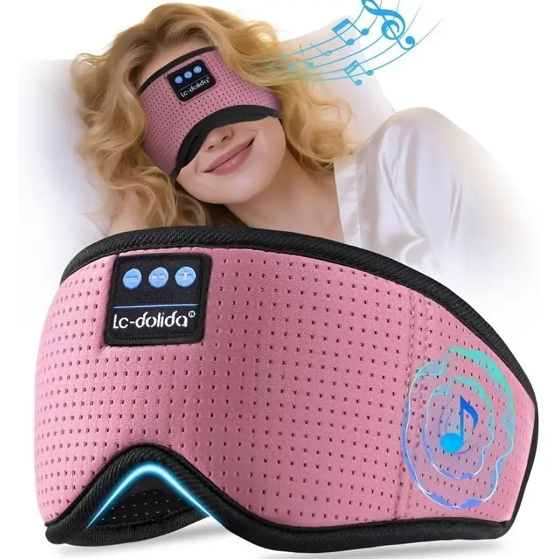 * Sleep Mask, Built-In Wireless Headphones * Quality, Ultra-Long * Supports Calls, Music And * 3D Breathable Design, for * And Hot Sleepers, Pink