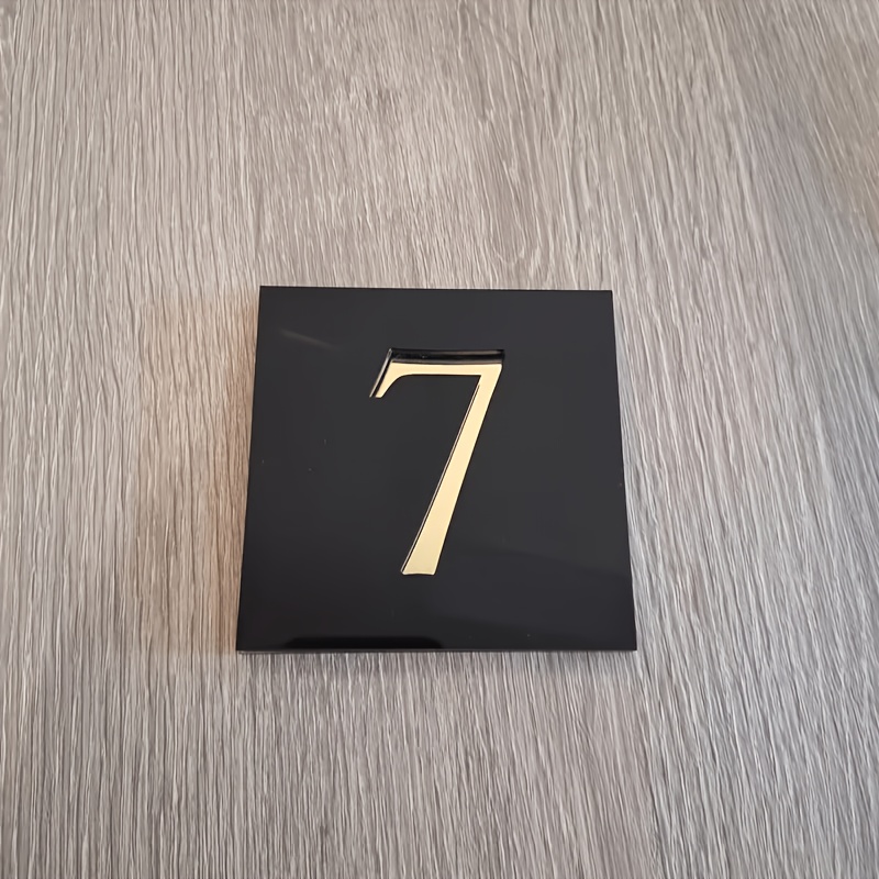 TEMU Custom Self-adhesive Number Plates Suitable For Hotels, Apartments & Offices - Double-layer Hollow Laser-cut Shiny Signs With Backing, Polished