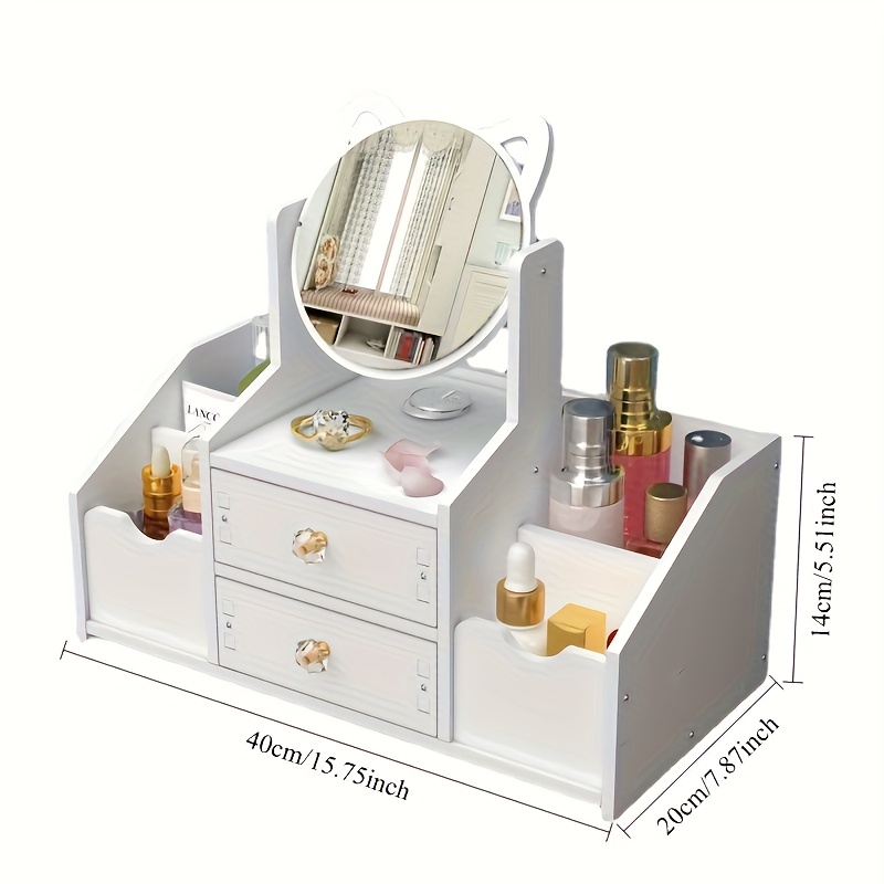 TEMU Boîte de Rangement Cosmétique Multifonctionnelle Blanche - Très Adaptée pour les Cosmétiques, Bijoux et Produits de Soin de - Un Cadeau Idéal
