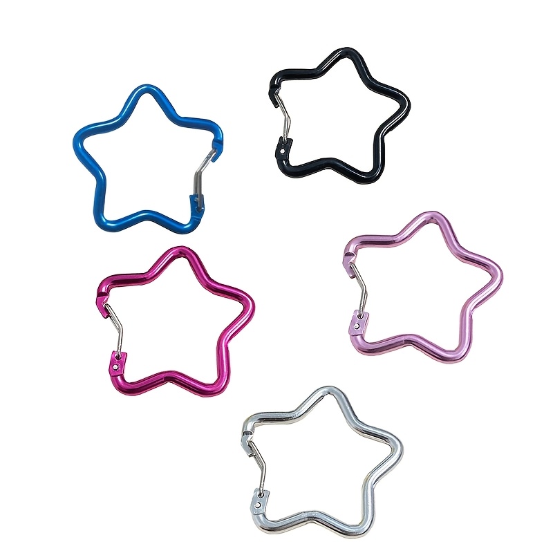 Image of 5-pack Multicolor Pentagram Keychains, New Aluminum Alloy Outdoor Hook, Aluminum Alloy Outdoor Keychain, Portable And Easy-to-hang Backpack Accessory, Used For Hats, Headphones, And Keys