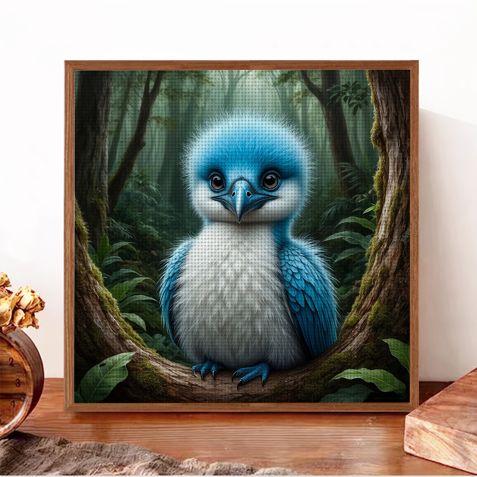 11CT Beginner Cross Stitch Kit with Blue and White Birds Design