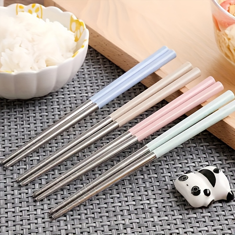 

4 Pairs Of Stainless Steel Chopsticks Reusable Non Slip Chopsticks Dishwasher Safety Gifts Kitchen Dining Room, Rv Camping Tableware For Restaurant Eid Al-adha Mubarak
