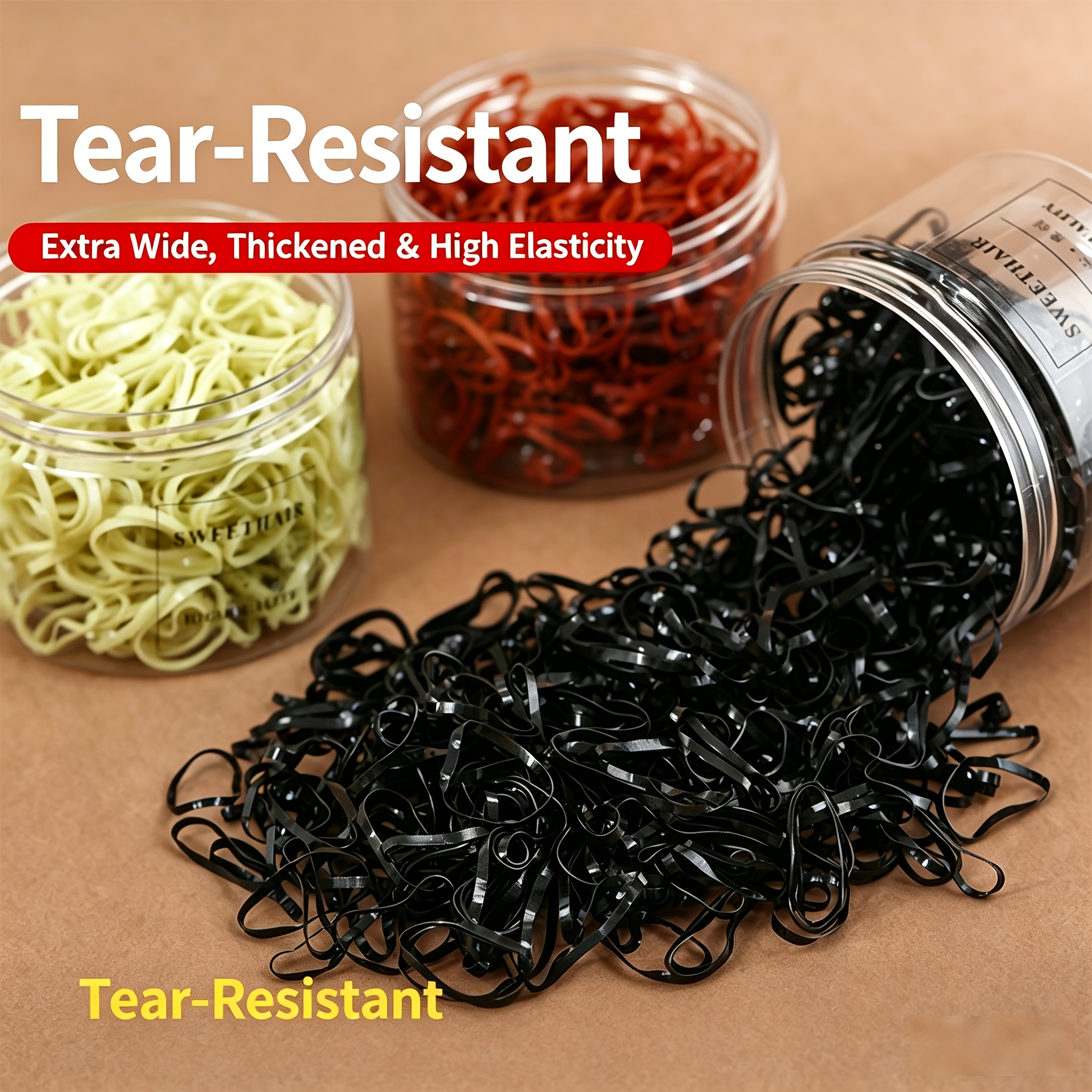150pcs High-Elasticity Disposable Black Small Hair Ties