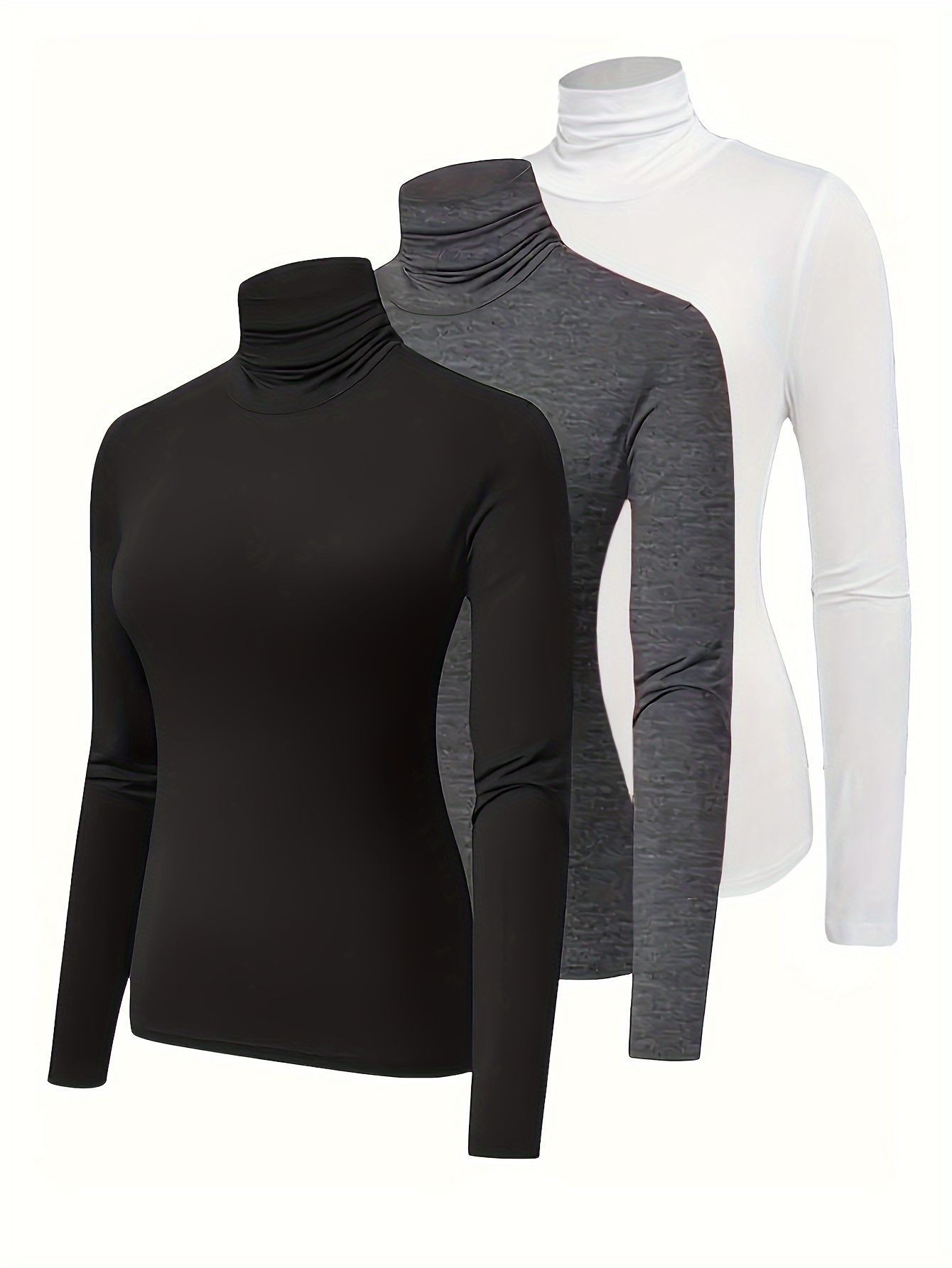 plus size turtle neck t shirt casual long sleeve - Temu