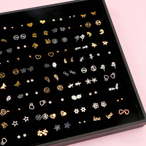 15 pairs of fashionable elegant easy trendy sweet womens stainless steel earrings casual holiday gifts random styles opp bag packaging without battery