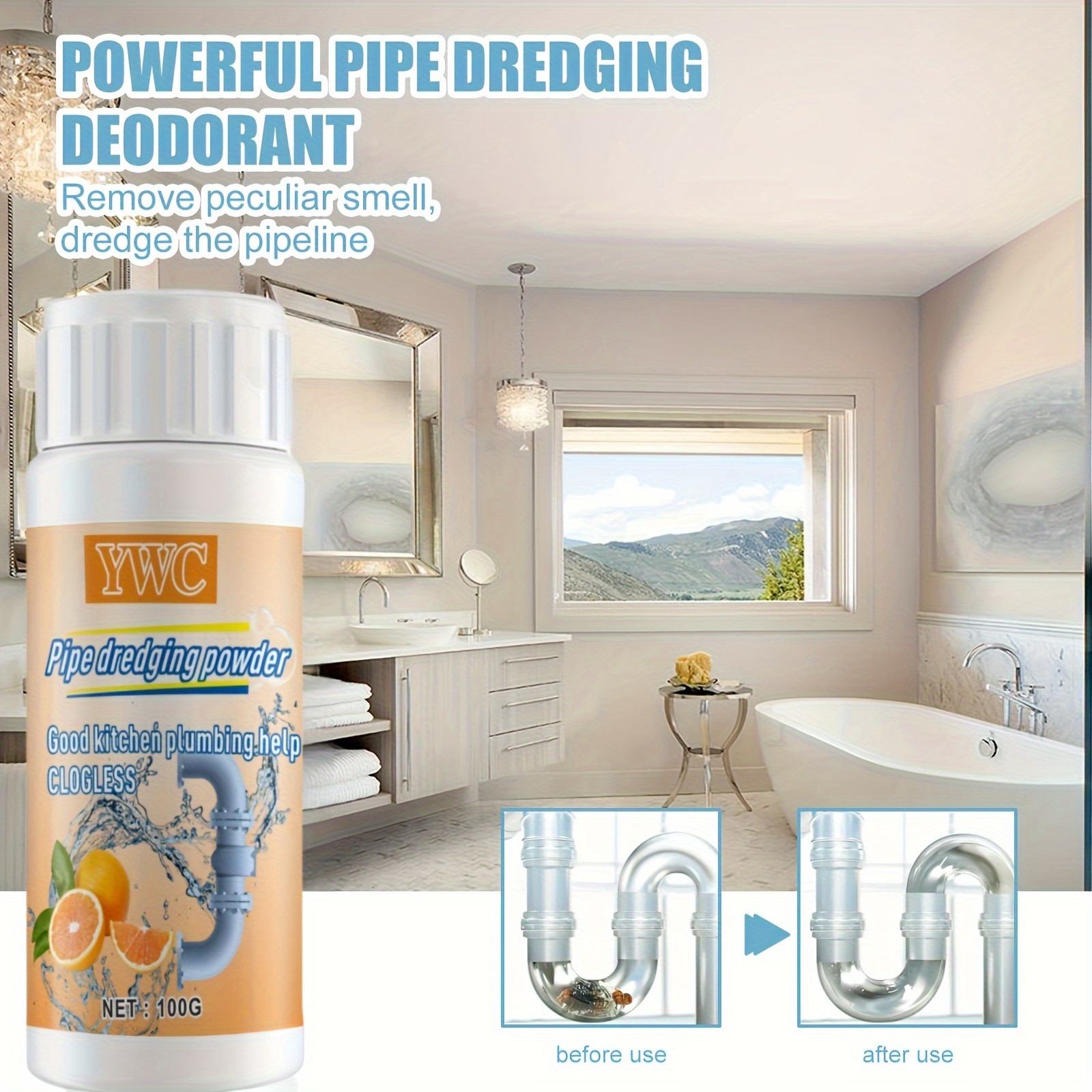 1pc pipe dredging powder to   toilets toilet floor drains kitchen sewers oil blockages and deodorization suitable for dissolving toilets toilet floor drains kitchen sewers oil blockages suitable for rv toilet pipe dredging 100g details 1