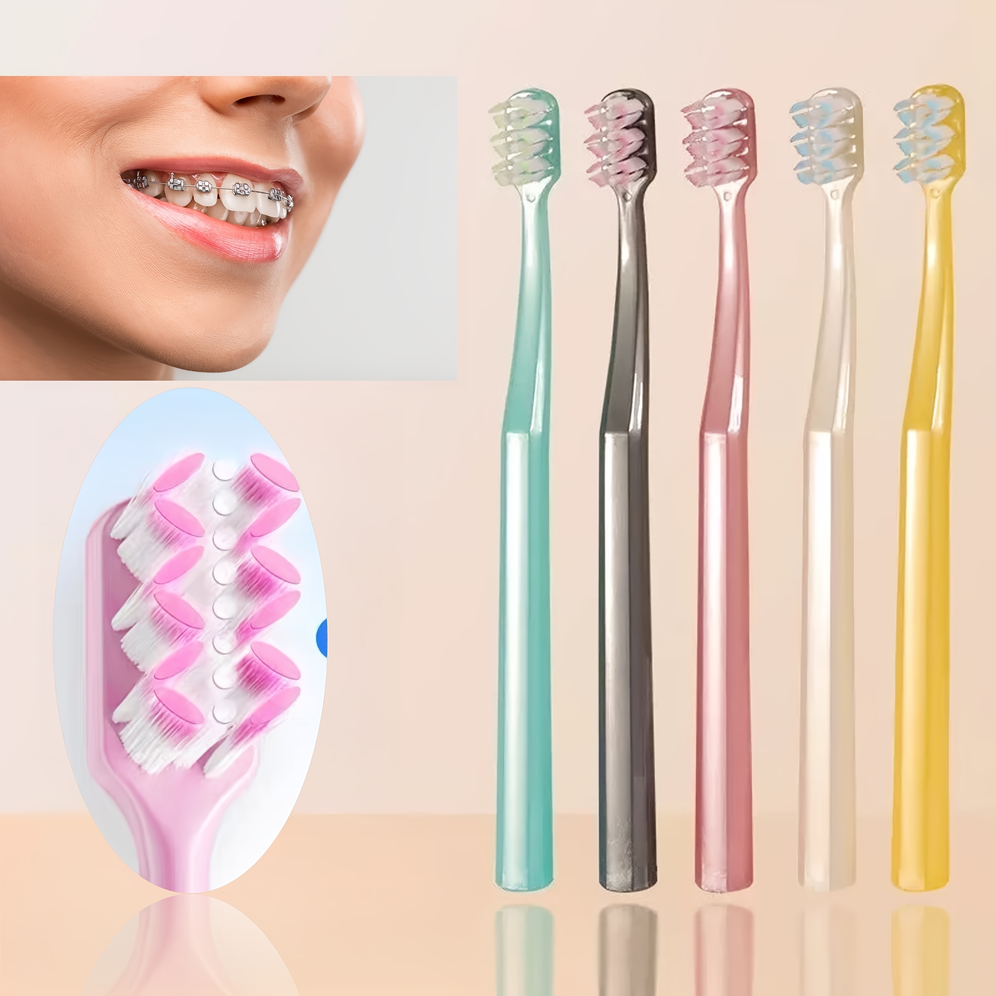 W-Shaped Wave Brush Head Toothbrush 3pcs Set with Soft Bristles