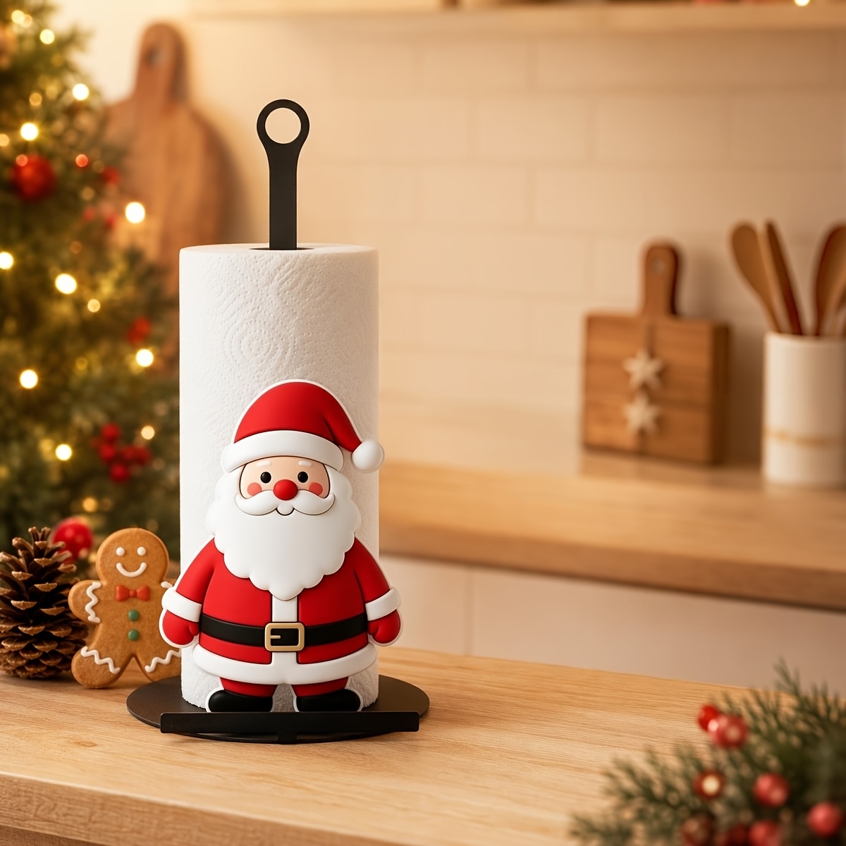 organizador de pañuelos de papel vertical para cocina con temática navideña, diseño   noel/  de navidad, decoración navideña para el hogar, organizador de pañuelos de encimera